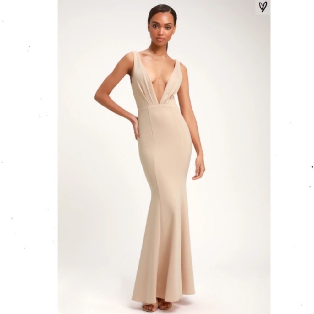 NEW Lulu's Mermaid Formal Blush Fitted Maxi Dress - Picture 4 of 8